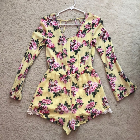 Charlotte Russe Other - Floral yellow Charlotte Russe Romper